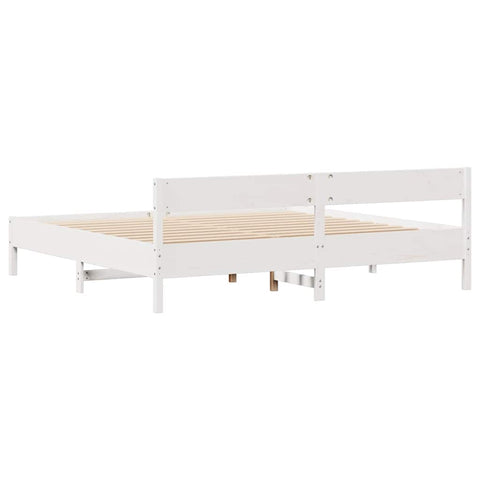 vidaXL Bed Frame without Mattress White 180x200 cm Super King Solid Wood Pine