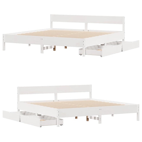 vidaXL Bed Frame without Mattress White 180x200 cm Super King Solid Wood Pine