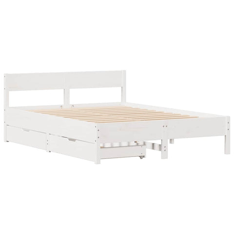 vidaXL Bed Frame without Mattress White 150x200 cm King Size Solid Wood Pine