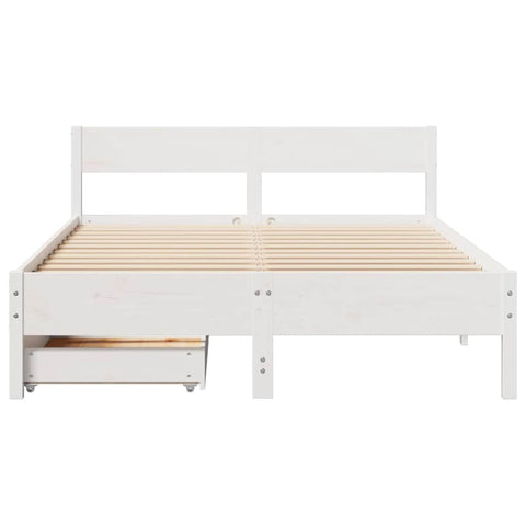 vidaXL Bed Frame without Mattress White 150x200 cm King Size Solid Wood Pine