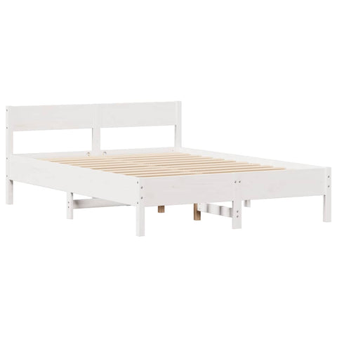 vidaXL Bed Frame without Mattress White 150x200 cm King Size Solid Wood Pine