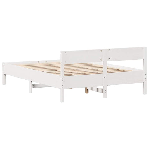 vidaXL Bed Frame without Mattress White 150x200 cm King Size Solid Wood Pine