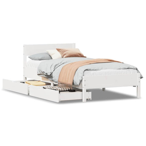 vidaXL Bed Frame without Mattress White 90x200 cm Solid Wood Pine