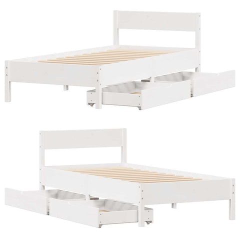 vidaXL Bed Frame without Mattress White 90x200 cm Solid Wood Pine