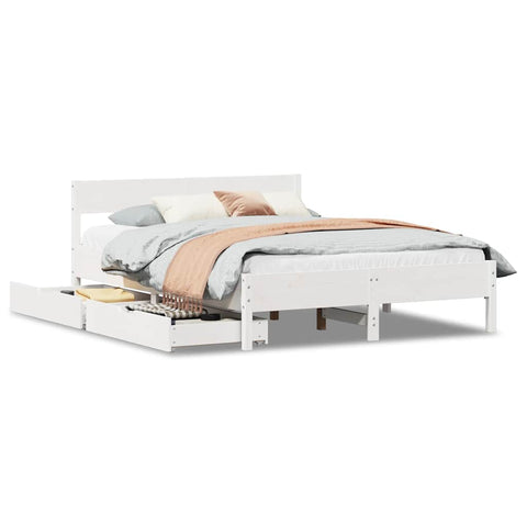 vidaXL Bed Frame without Mattress White 135x190 cm Double Solid Wood Pine