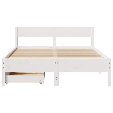 vidaXL Bed Frame without Mattress White 135x190 cm Double Solid Wood Pine