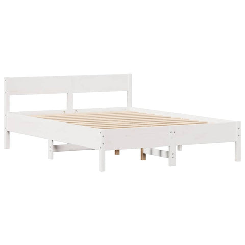 vidaXL Bed Frame without Mattress White 135x190 cm Double Solid Wood Pine