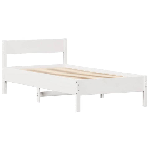 vidaXL Bed Frame without Mattress White 75x190 cm Small Single Solid Wood Pine