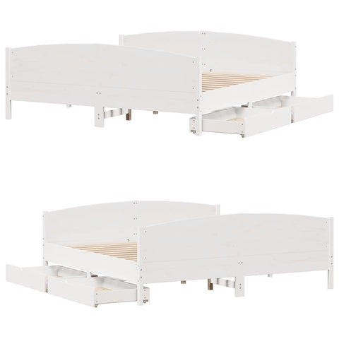 vidaXL Bed Frame without Mattress White 200x200 cm Solid Wood Pine