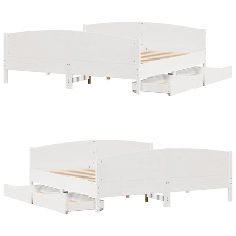 vidaXL Bed Frame without Mattress White 180x200 cm Super King Solid Wood Pine