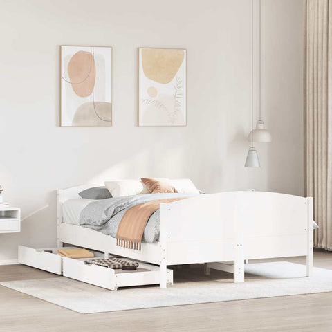 vidaXL Bed Frame without Mattress White 140x200 cm Solid Wood Pine
