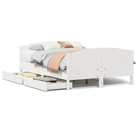 vidaXL Bed Frame without Mattress White 140x190 cm Solid Wood Pine