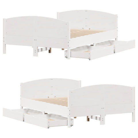 vidaXL Bed Frame without Mattress White 135x190 cm Double Solid Wood Pine