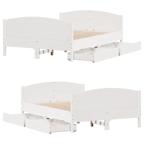 vidaXL Bed Frame without Mattress White 120x190 cm Small Double Solid Wood Pine