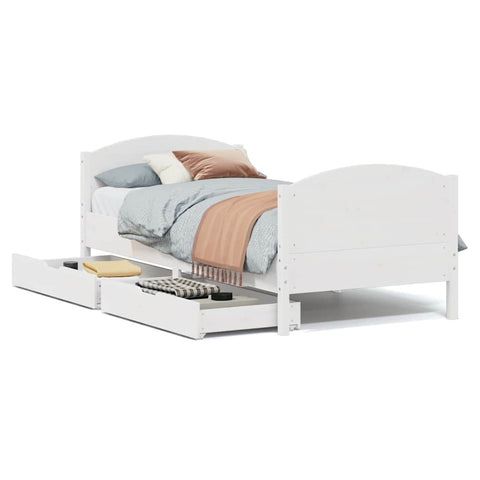 vidaXL Bed Frame without Mattress White 100x200 cm Solid Wood Pine