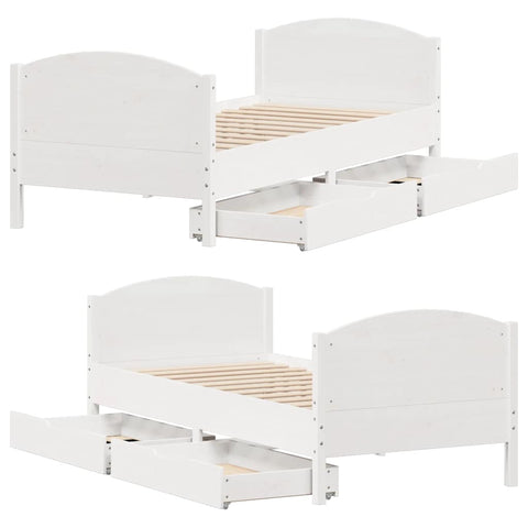 vidaXL Bed Frame without Mattress White 100x200 cm Solid Wood Pine