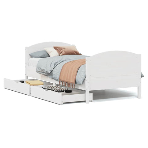 vidaXL Bed Frame without Mattress White 90x190 cm Single Solid Wood Pine