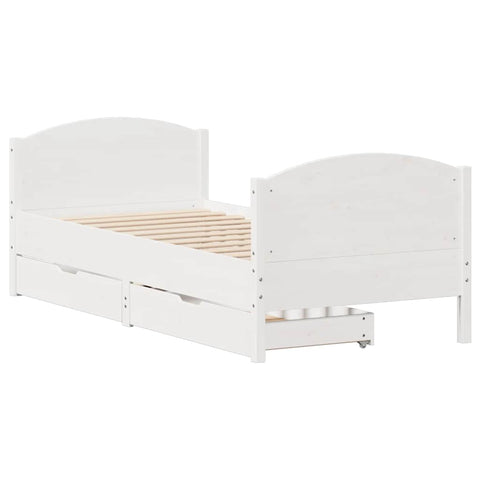 vidaXL Bed Frame without Mattress White 90x190 cm Single Solid Wood Pine