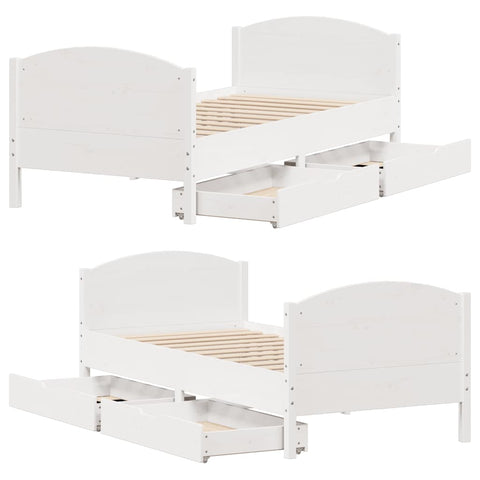 vidaXL Bed Frame without Mattress White 90x190 cm Single Solid Wood Pine