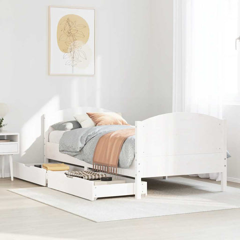 vidaXL Bed Frame without Mattress White 90x190 cm Single Solid Wood Pine