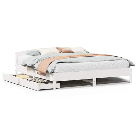 vidaXL Bed Frame without Mattress White 180x200 cm Super King Solid Wood Pine