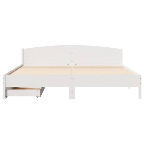 vidaXL Bed Frame without Mattress White 180x200 cm Super King Solid Wood Pine