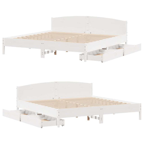 vidaXL Bed Frame without Mattress White 180x200 cm Super King Solid Wood Pine