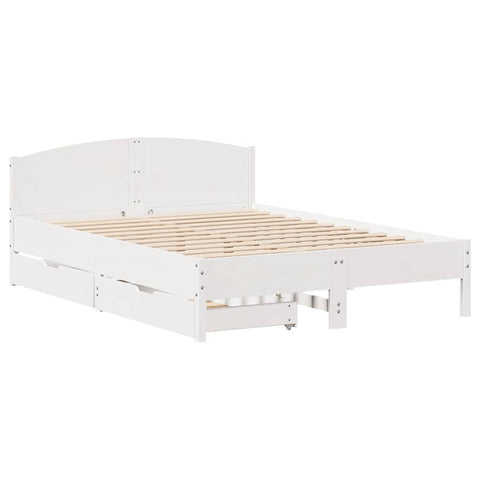 vidaXL Bed Frame without Mattress White 150x200 cm King Size Solid Wood Pine