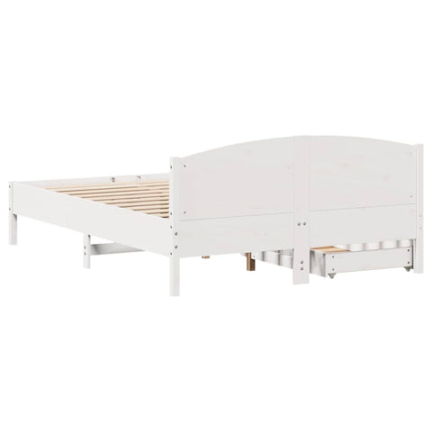 vidaXL Bed Frame without Mattress White 150x200 cm King Size Solid Wood Pine