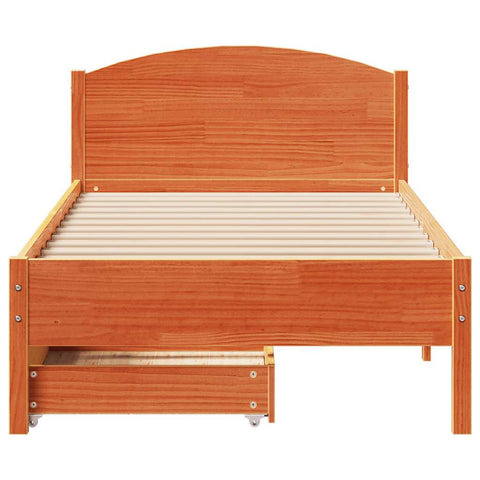 vidaXL Bed Frame without Mattress Wax Brown 100x200 cm Solid Wood Pine