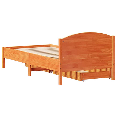 vidaXL Bed Frame without Mattress Wax Brown 100x200 cm Solid Wood Pine