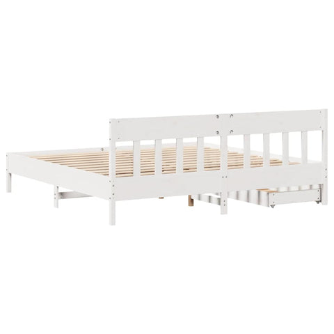 vidaXL Bed Frame without Mattress White 200x200 cm Solid Wood Pine