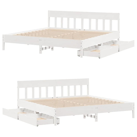 vidaXL Bed Frame without Mattress White 200x200 cm Solid Wood Pine