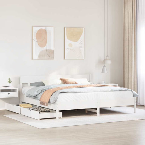 vidaXL Bed Frame without Mattress White 200x200 cm Solid Wood Pine