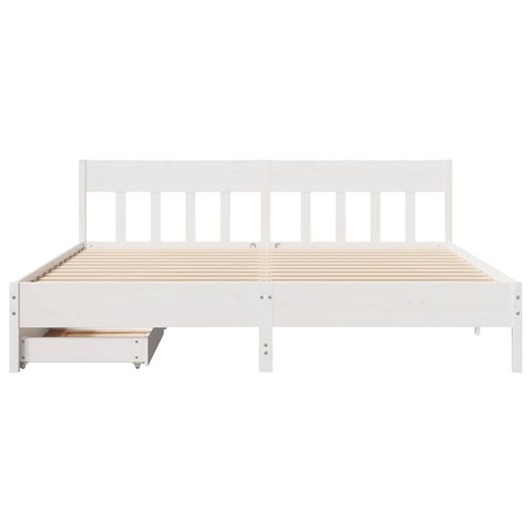 vidaXL Bed Frame without Mattress White 180x200 cm Super King Solid Wood Pine