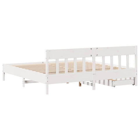 vidaXL Bed Frame without Mattress White 180x200 cm Super King Solid Wood Pine