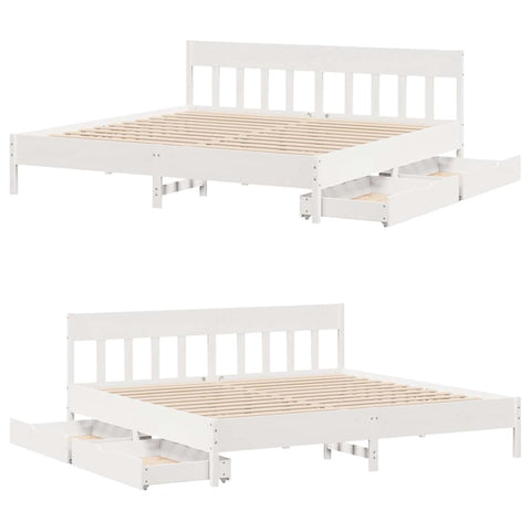 vidaXL Bed Frame without Mattress White 180x200 cm Super King Solid Wood Pine