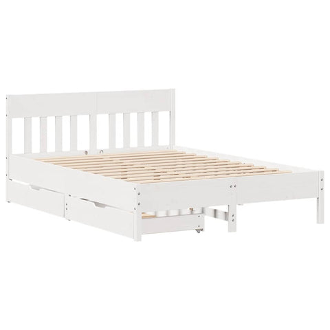 vidaXL Bed Frame without Mattress White 150x200 cm King Size Solid Wood Pine