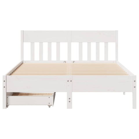 vidaXL Bed Frame without Mattress White 150x200 cm King Size Solid Wood Pine