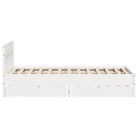 vidaXL Bed Frame without Mattress White 150x200 cm King Size Solid Wood Pine