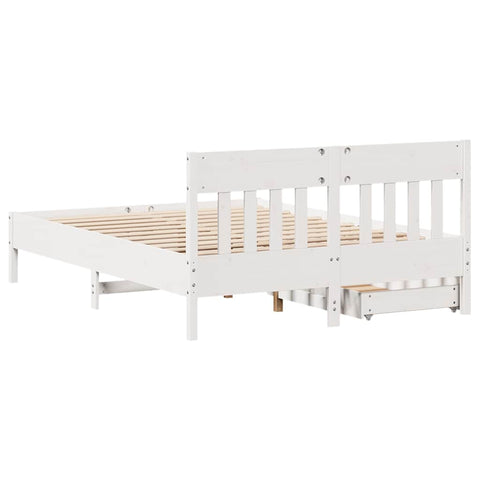 vidaXL Bed Frame without Mattress White 150x200 cm King Size Solid Wood Pine
