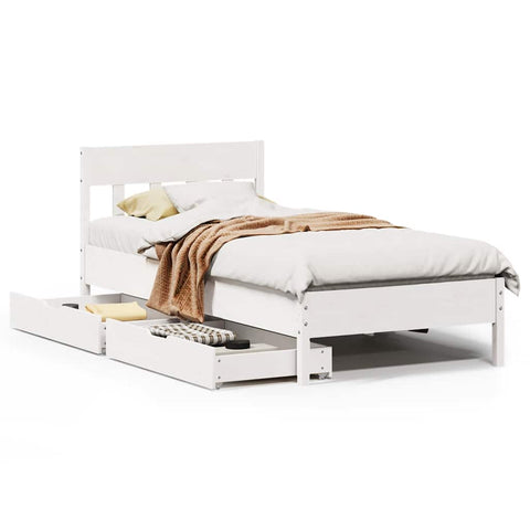 vidaXL Bed Frame without Mattress White 90x200 cm Solid Wood Pine