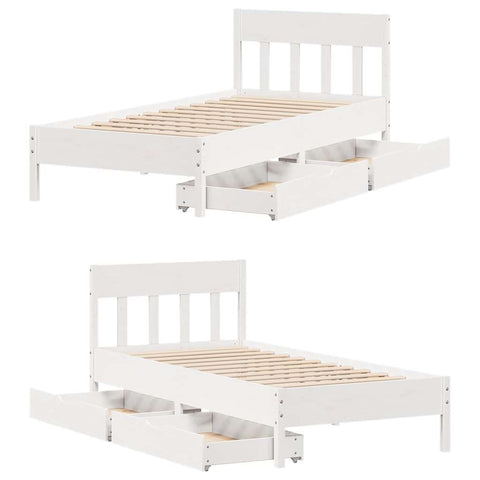 vidaXL Bed Frame without Mattress White 90x200 cm Solid Wood Pine