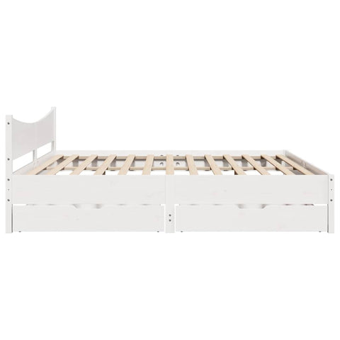 vidaXL Bed Frame with Drawers White 200x200 cm Solid Wood Pine