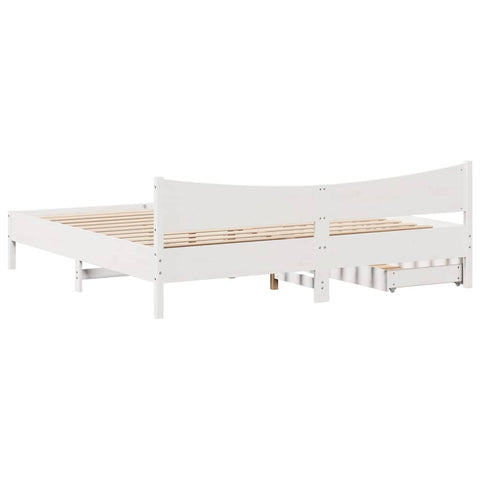 vidaXL Bed Frame with Drawers White 200x200 cm Solid Wood Pine