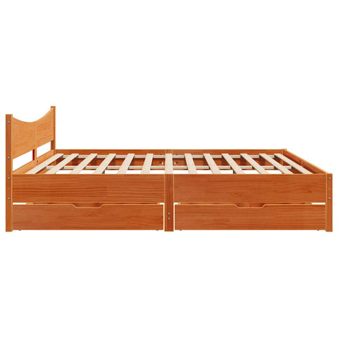 vidaXL Bed Frame with Drawers Wax Brown 200x200 cm Solid Wood Pine