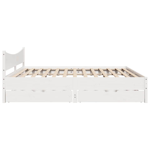 vidaXL Bed Frame with Drawers White 180x200 cm Super King Solid Wood Pine