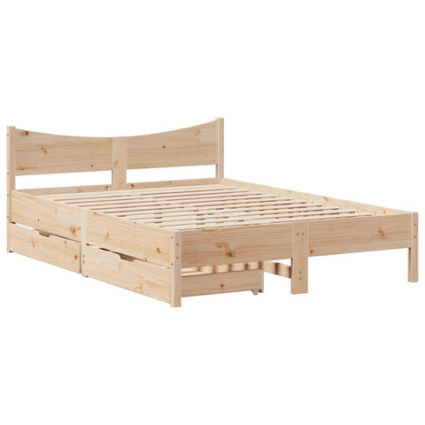 vidaXL Bed Frame with Drawers 150x200 cm King Size Solid Wood Pine