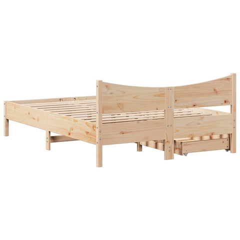 vidaXL Bed Frame with Drawers 150x200 cm King Size Solid Wood Pine