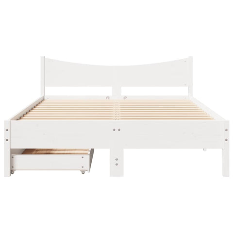 vidaXL Bed Frame with Drawers White 140x200 cm Solid Wood Pine